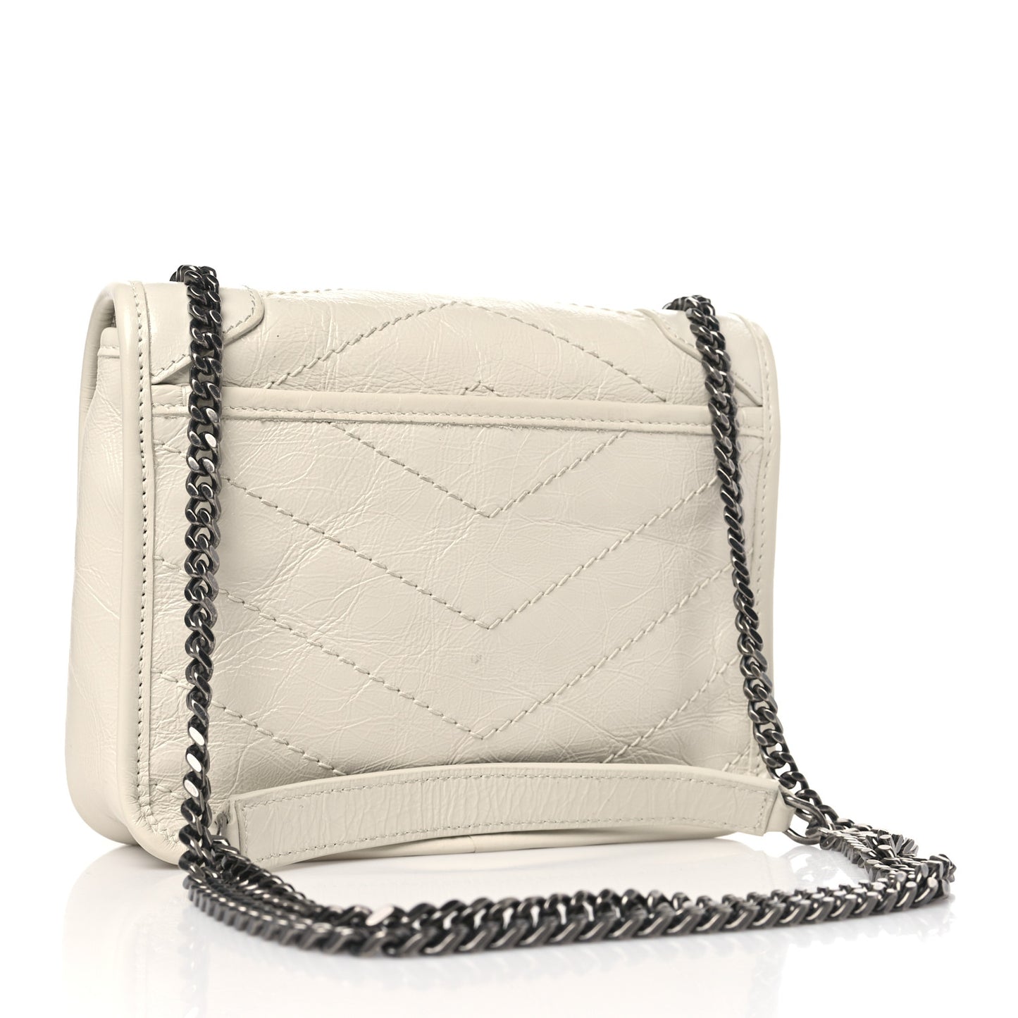 Crinkled Calfskin Matelasse Monogram Niki Chain Wallet Crema Soft