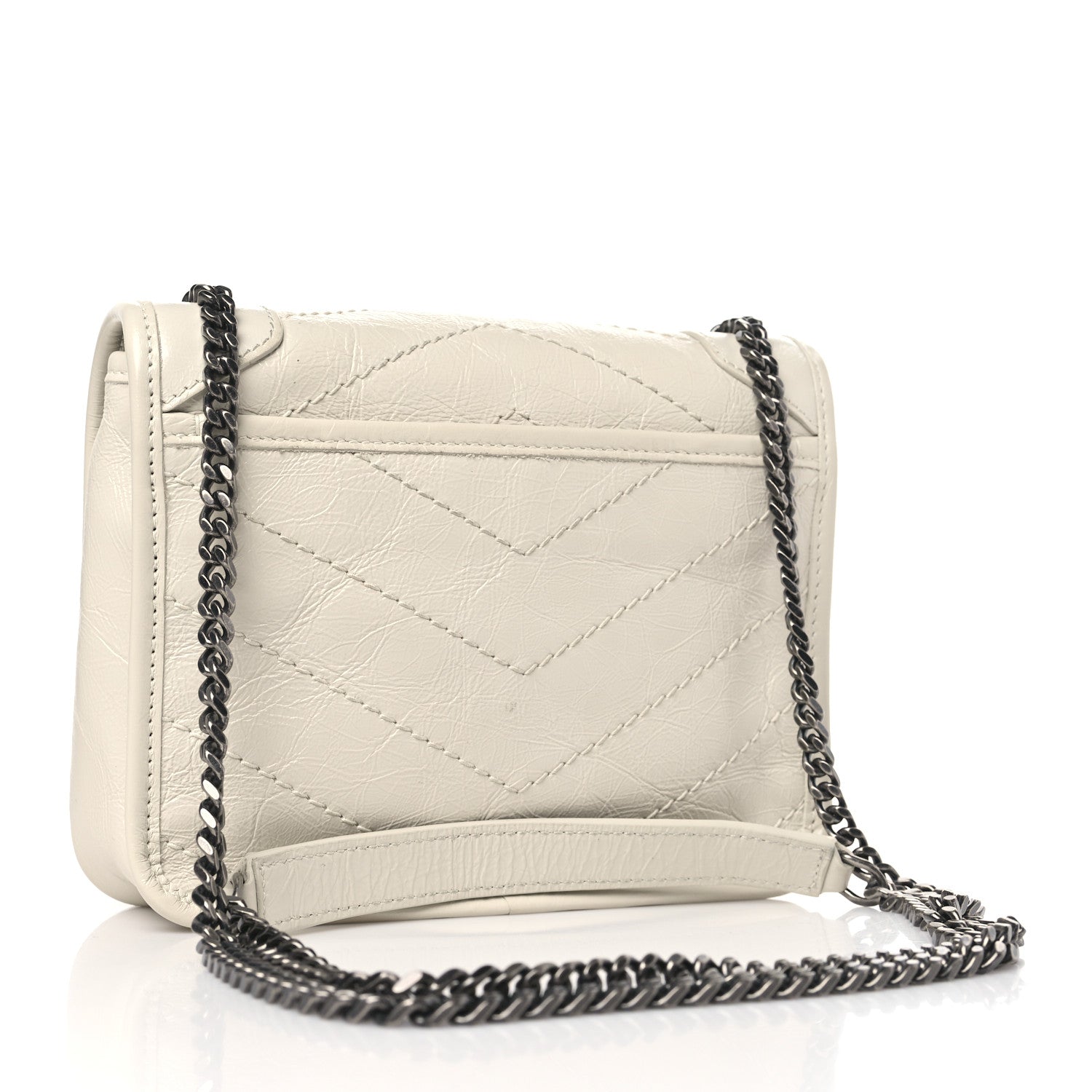 Saint Laurent Crinkled Calfskin Matelasse Monogram Niki Chain Wallet Crema Soft 3 of 9