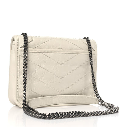Saint Laurent Crinkled Calfskin Matelasse Monogram Niki Chain Wallet Crema Soft 3 of 9