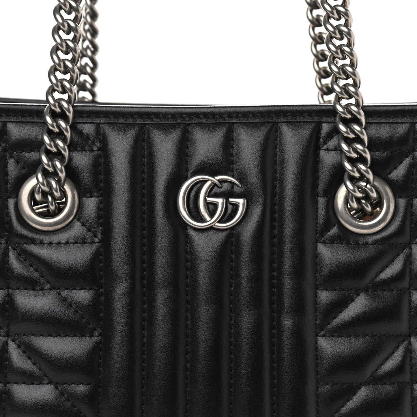 Calfskin Matelasse Aria Small GG Marmont Shoulder Tote Black