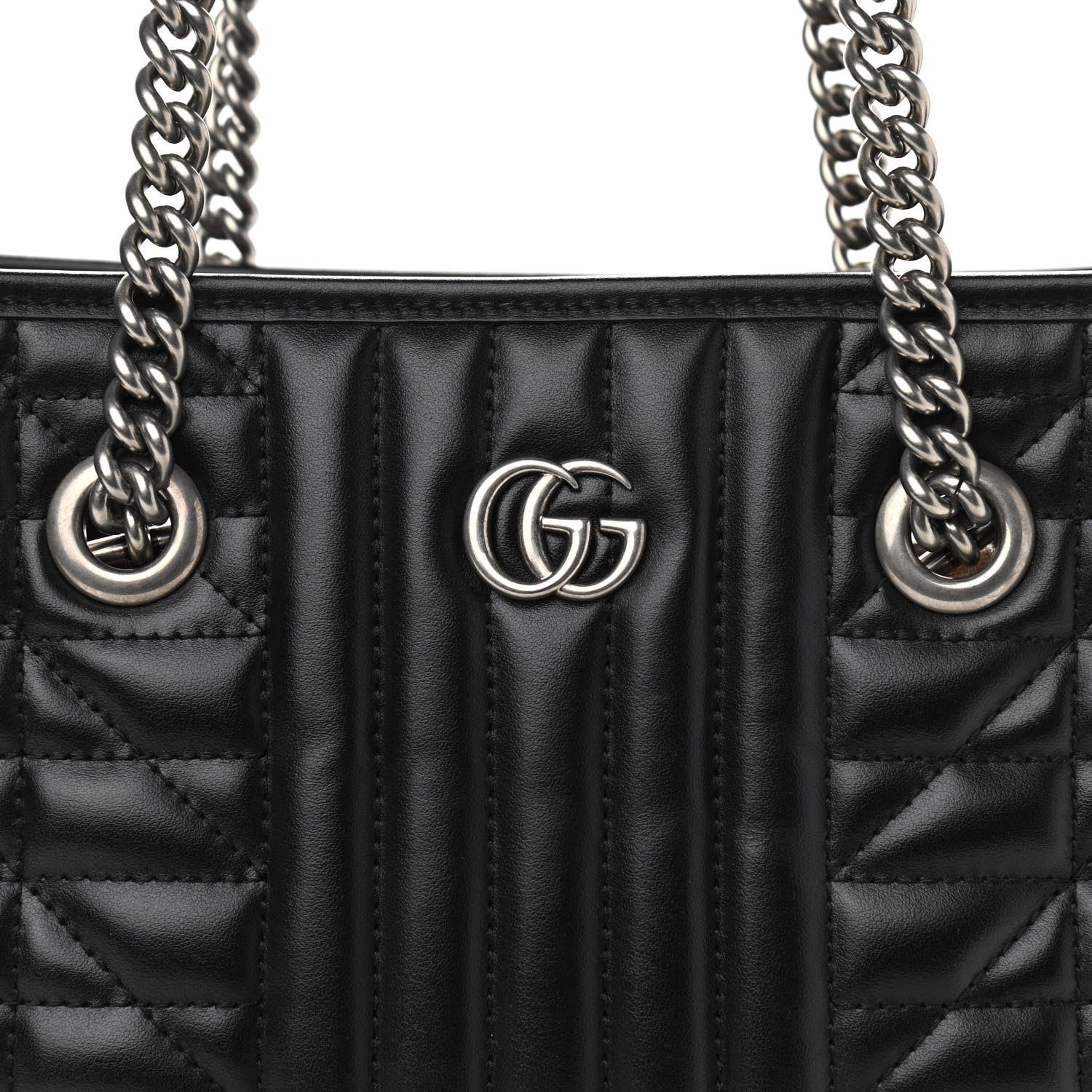 Gucci Calfskin Matelasse Aria Small GG Marmont Shoulder Tote Black 9 of 11