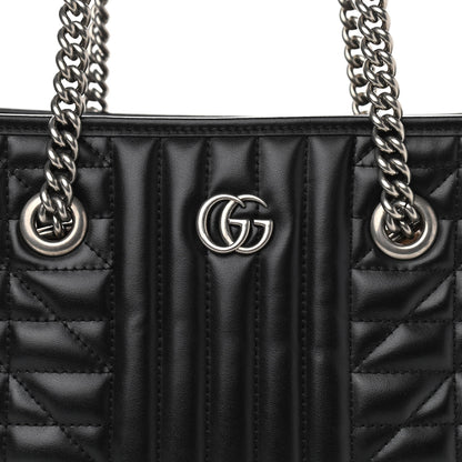 Gucci Calfskin Matelasse Aria Small GG Marmont Shoulder Tote Black 9 of 11