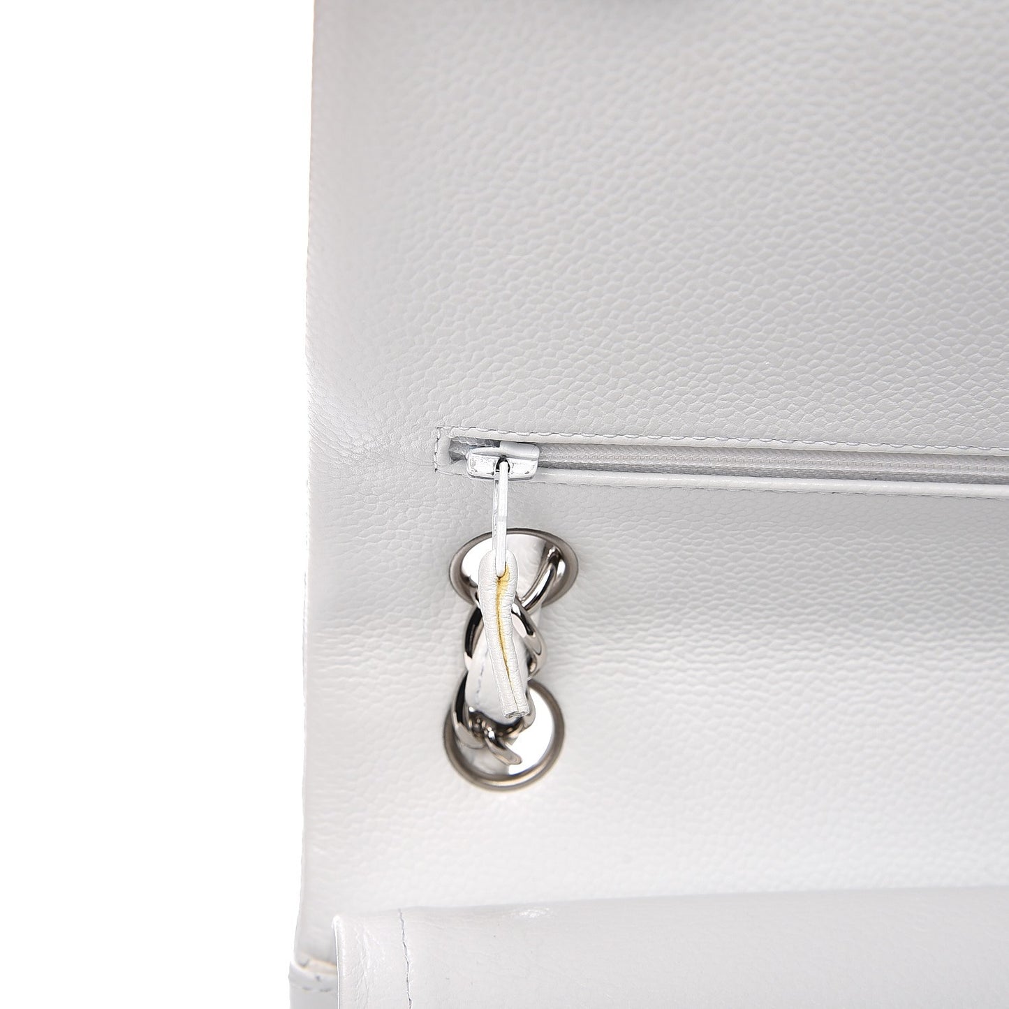 Caviar Quilted Jumbo Double Flap White