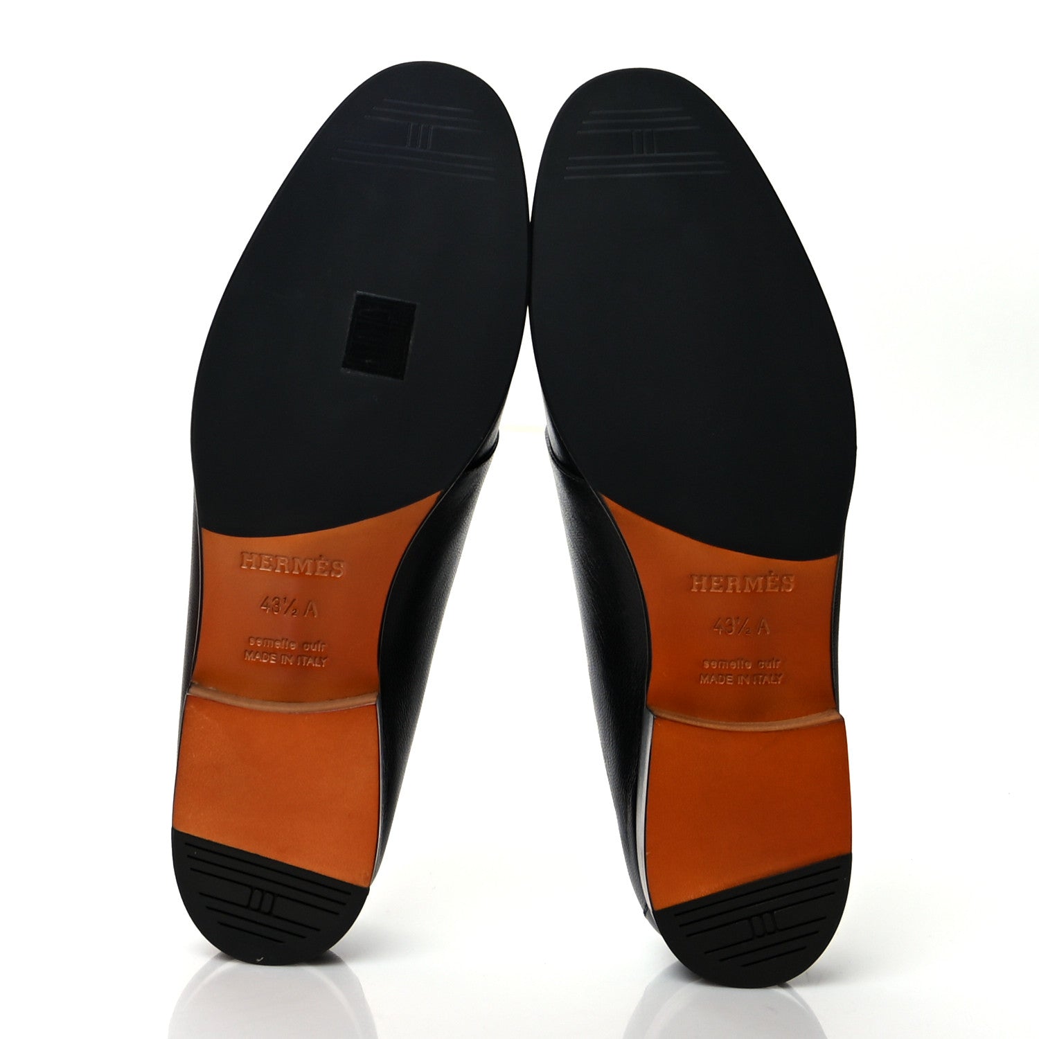 Hermes Goatskin Canvas Mens Ancora Moccasin Loafers 43.5 Black Prunoir 5 of 8