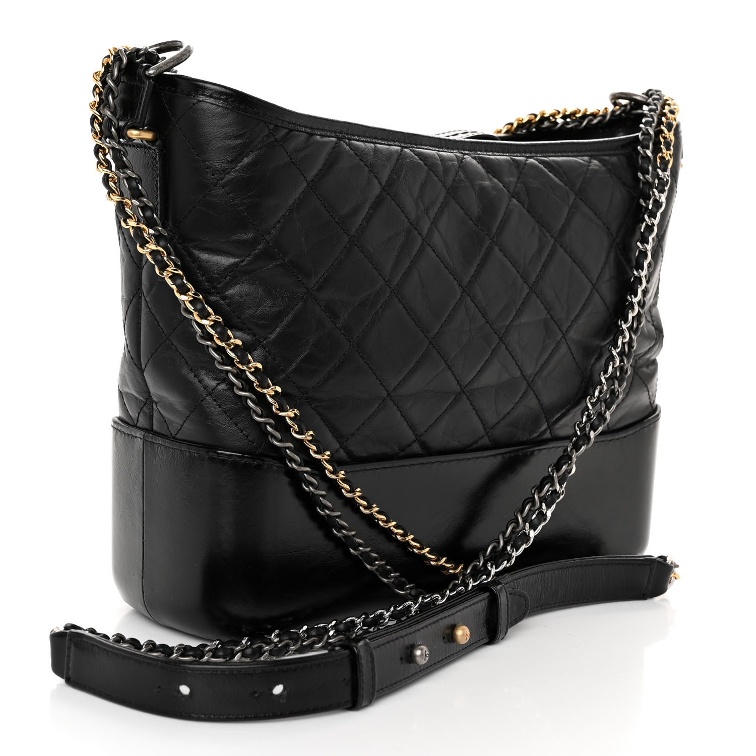 Chanel Aged Calfskin Quilted Medium Gabrielle Hobo Black 3 of 10