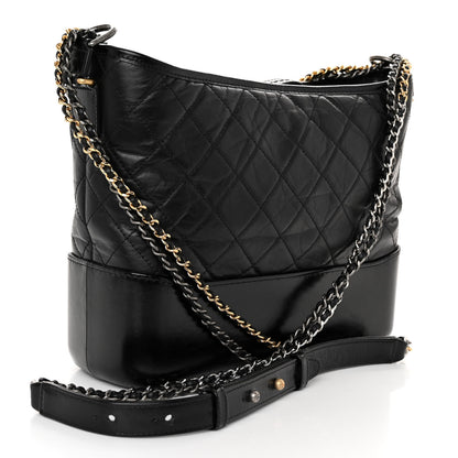 Chanel Aged Calfskin Quilted Medium Gabrielle Hobo Black 3 of 10