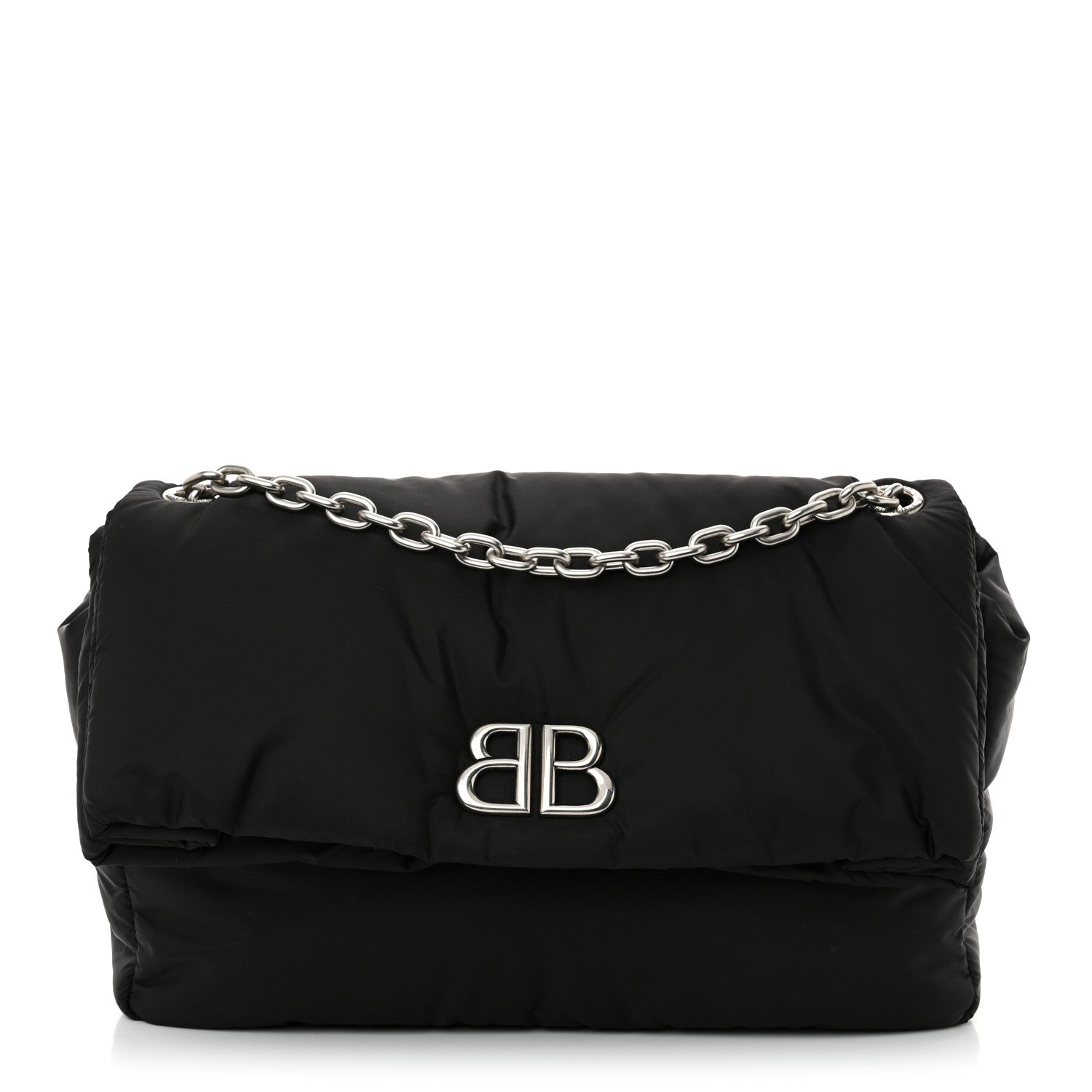 Balenciaga Nylon Medium Monaco Chain Shoulder Bag Black 1 of 10
