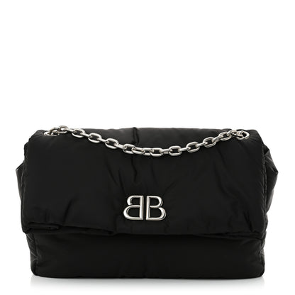 Balenciaga Nylon Medium Monaco Chain Shoulder Bag Black 1 of 10