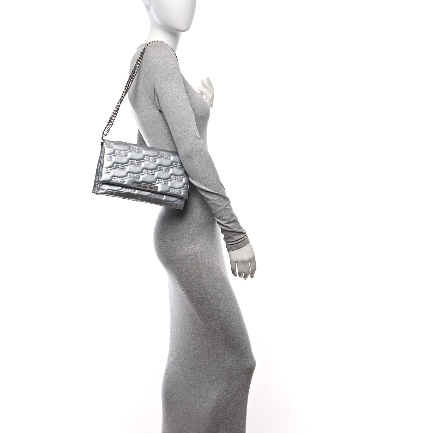 Balenciaga Nappa Allover License BB Monogram Embossed Medium Triplet Bag Silver 4 of 11