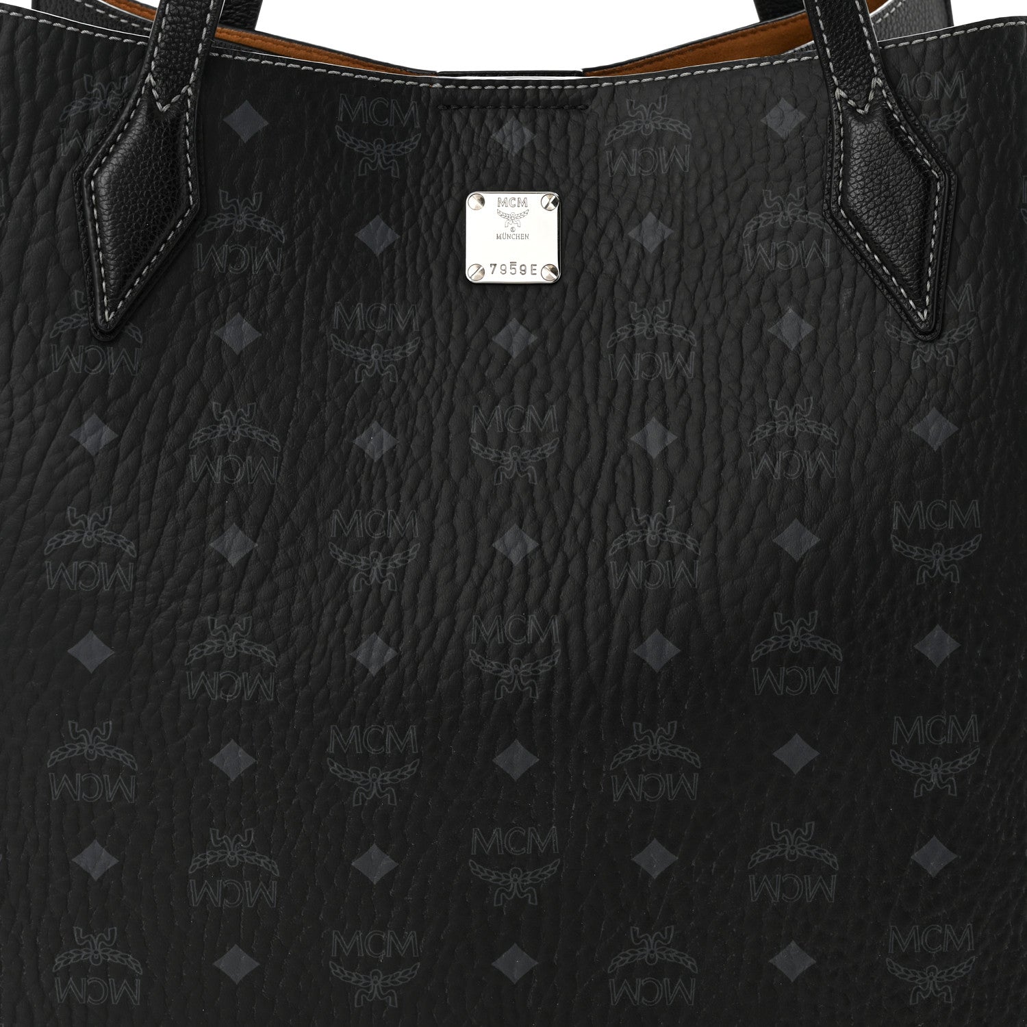 MCM Visetos Medium Luisa Shopper Tote Black 7 of 15