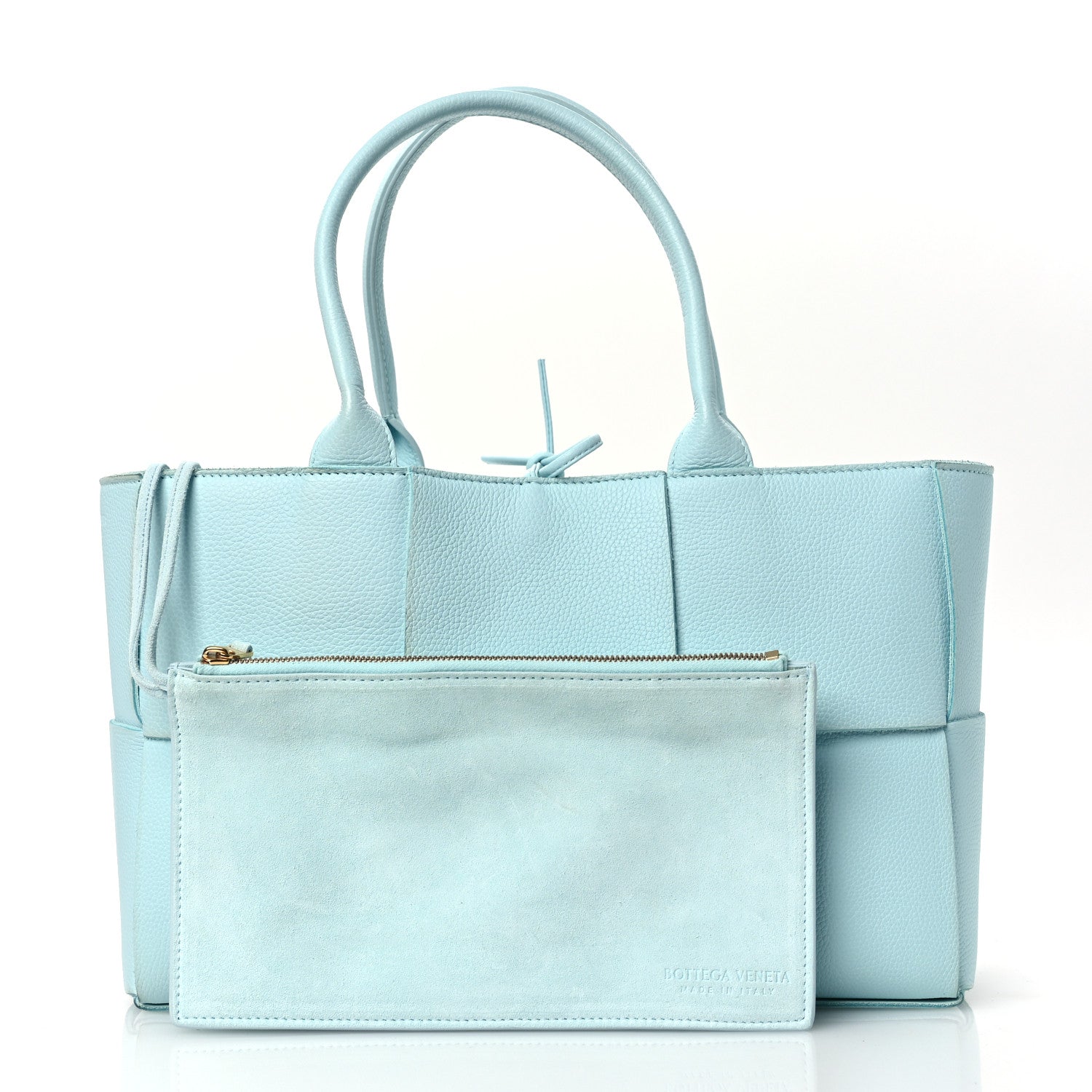 Bottega Veneta Grained Calfskin Maxi Intrecciato Small Arco Tote Pale Blue 3 of 10