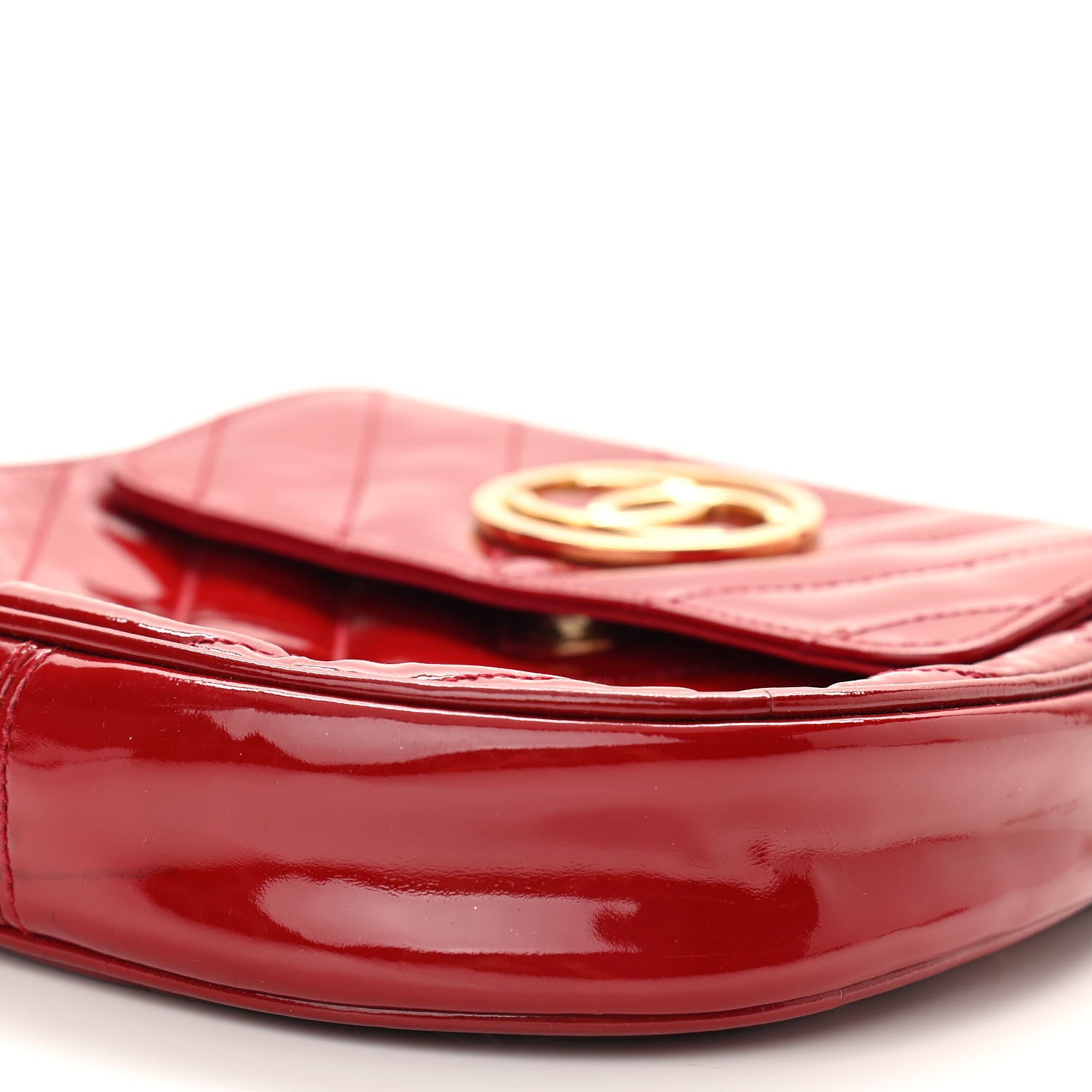 Chanel Patent Quilted Chevron Mini Flap Bag Red 10 of 11