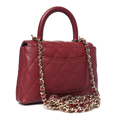 Chanel Caviar Quilted Coco Handle Clutch With Chain Burgundy 3 of 10