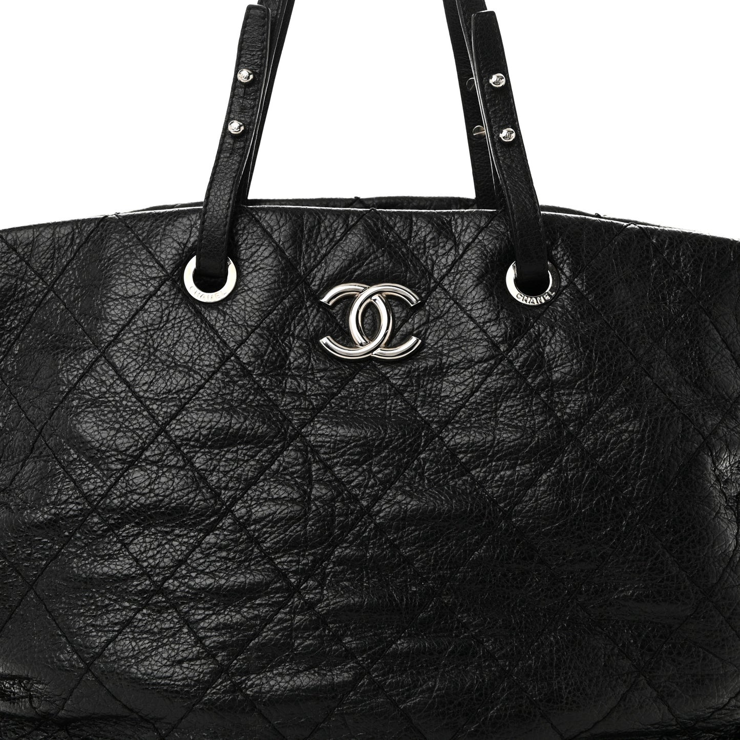 Glazed Calfskin Large On The Road Tote Black