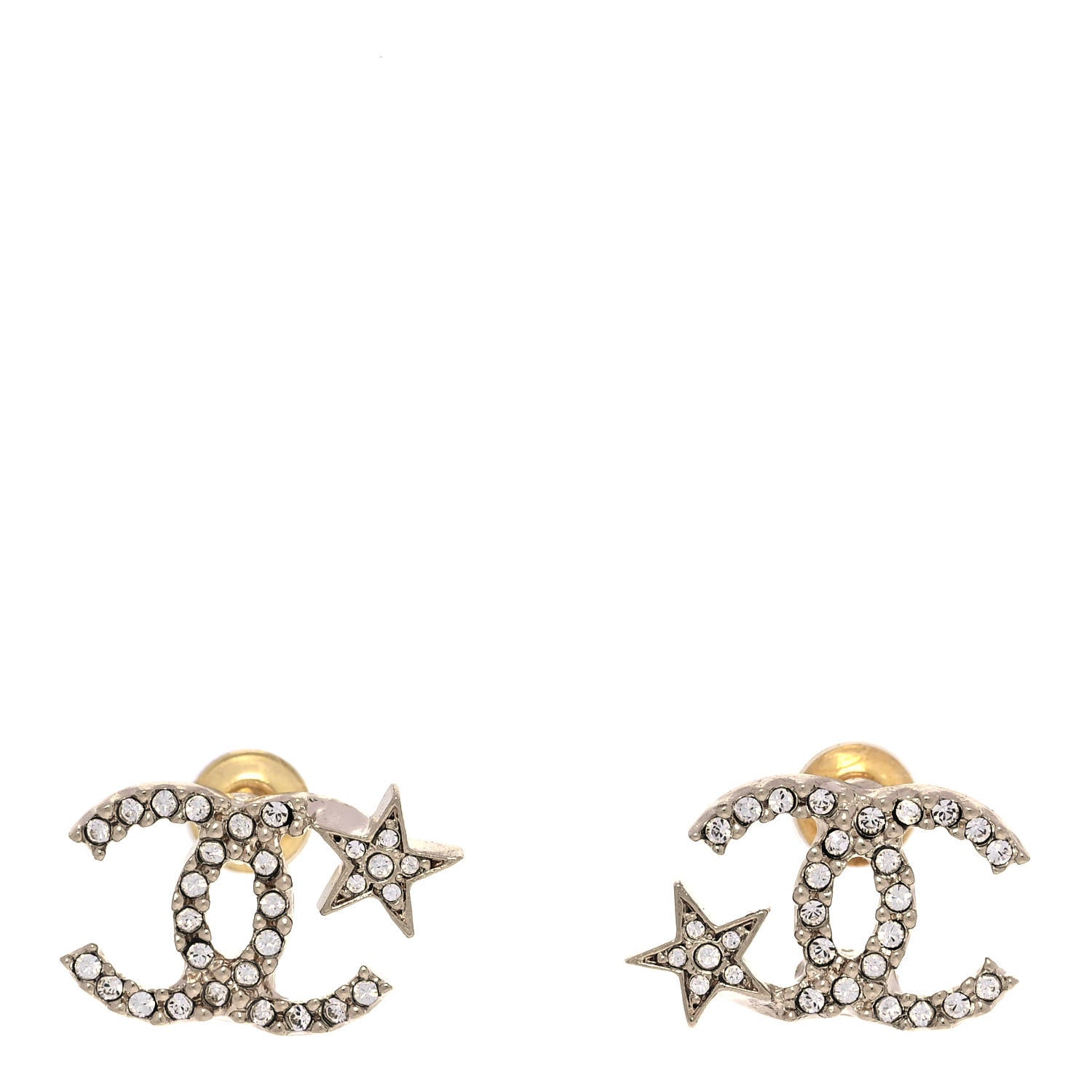 Chanel Crystal CC Starfall Earrings Gold 1 of 4
