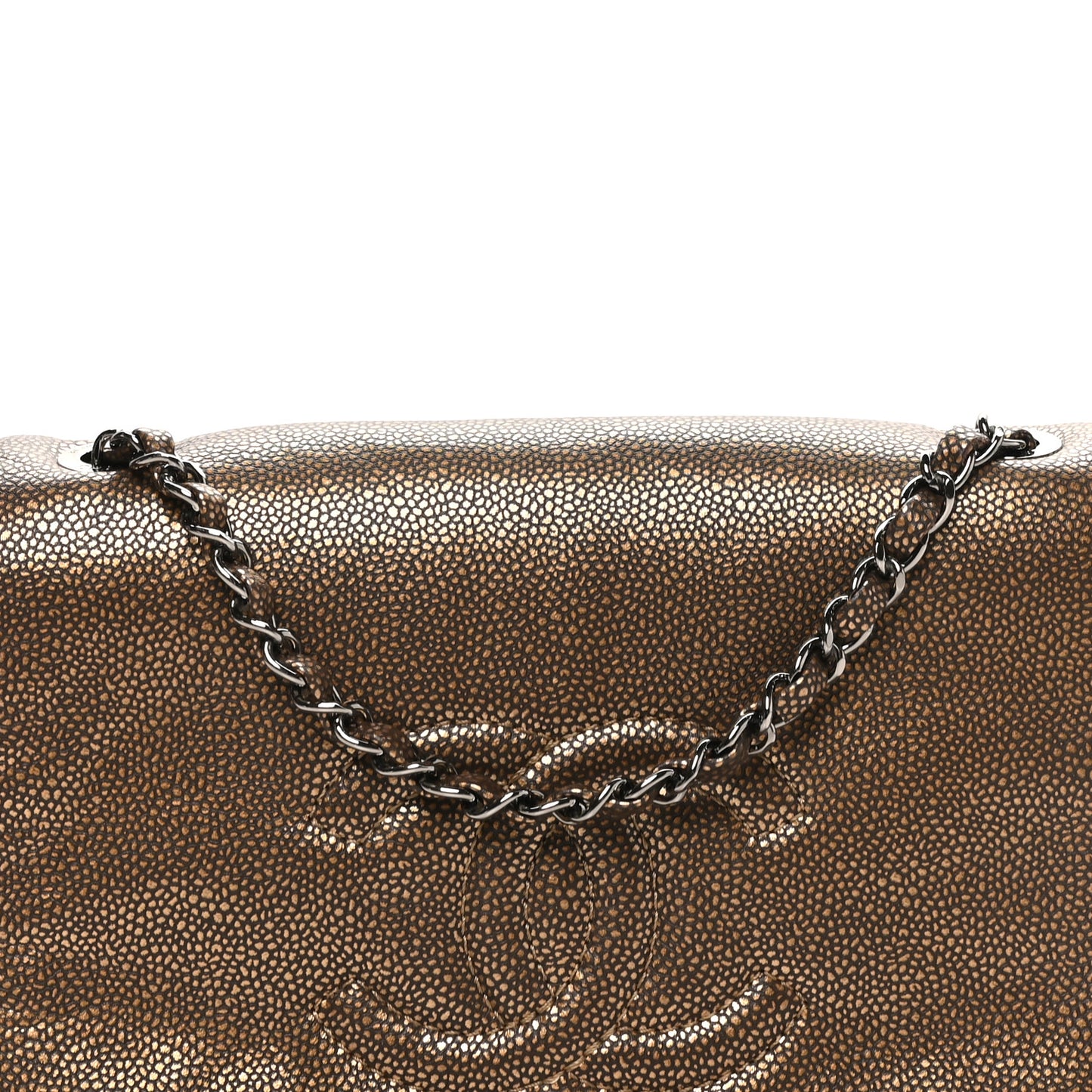 Metallic Caviar Medium Timeless CC Flap Bronze Bronze