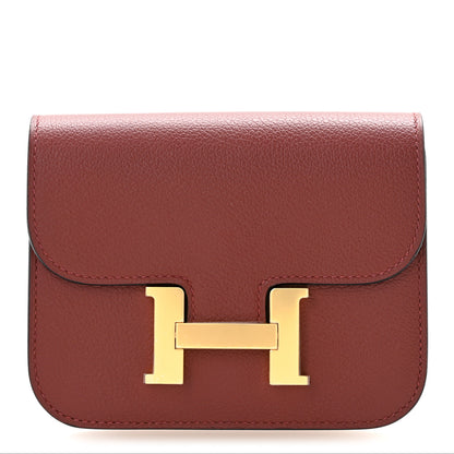Hermes Evercolor Constance Slim Wallet Rouge H 1 of 9