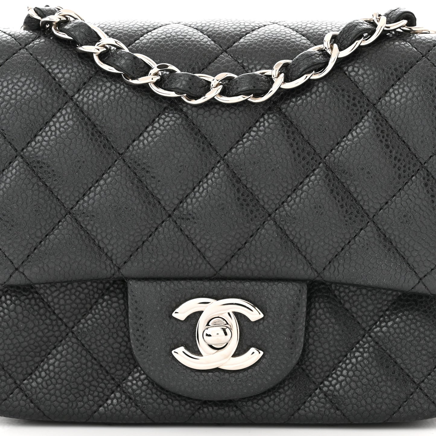 Caviar Quilted Mini Square Flap Black