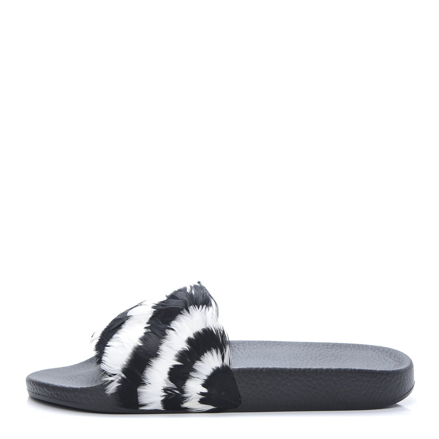 Rubber Feather Pool Slide Sandals 39 Black White
