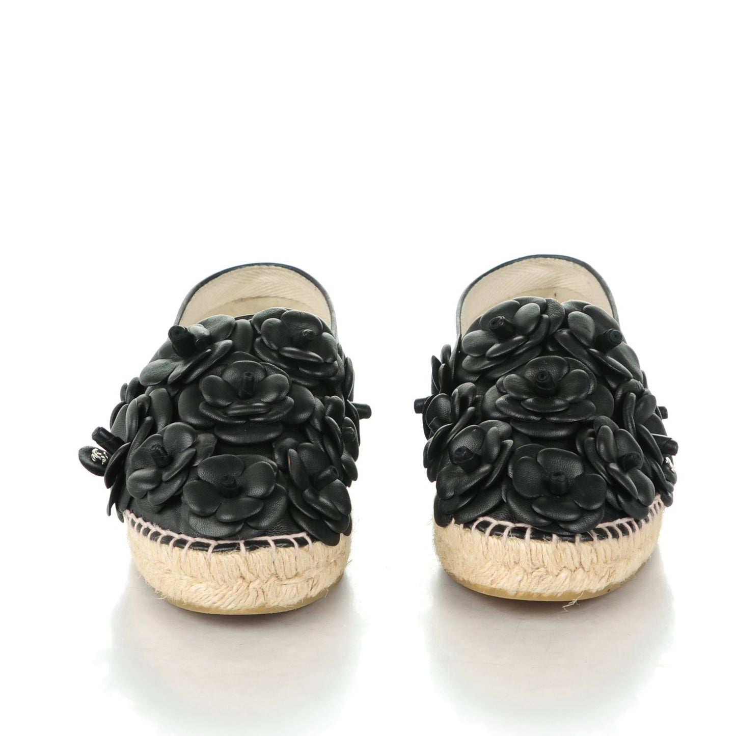 Lambskin Camellia CC Espadrilles 38 Black