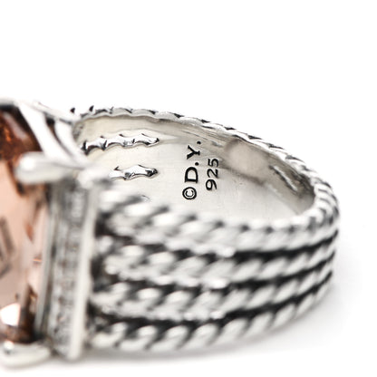 David Yurman Sterling Silver Diamond Morganite 16mm Wheaton Ring 53 6.5 5 of 5