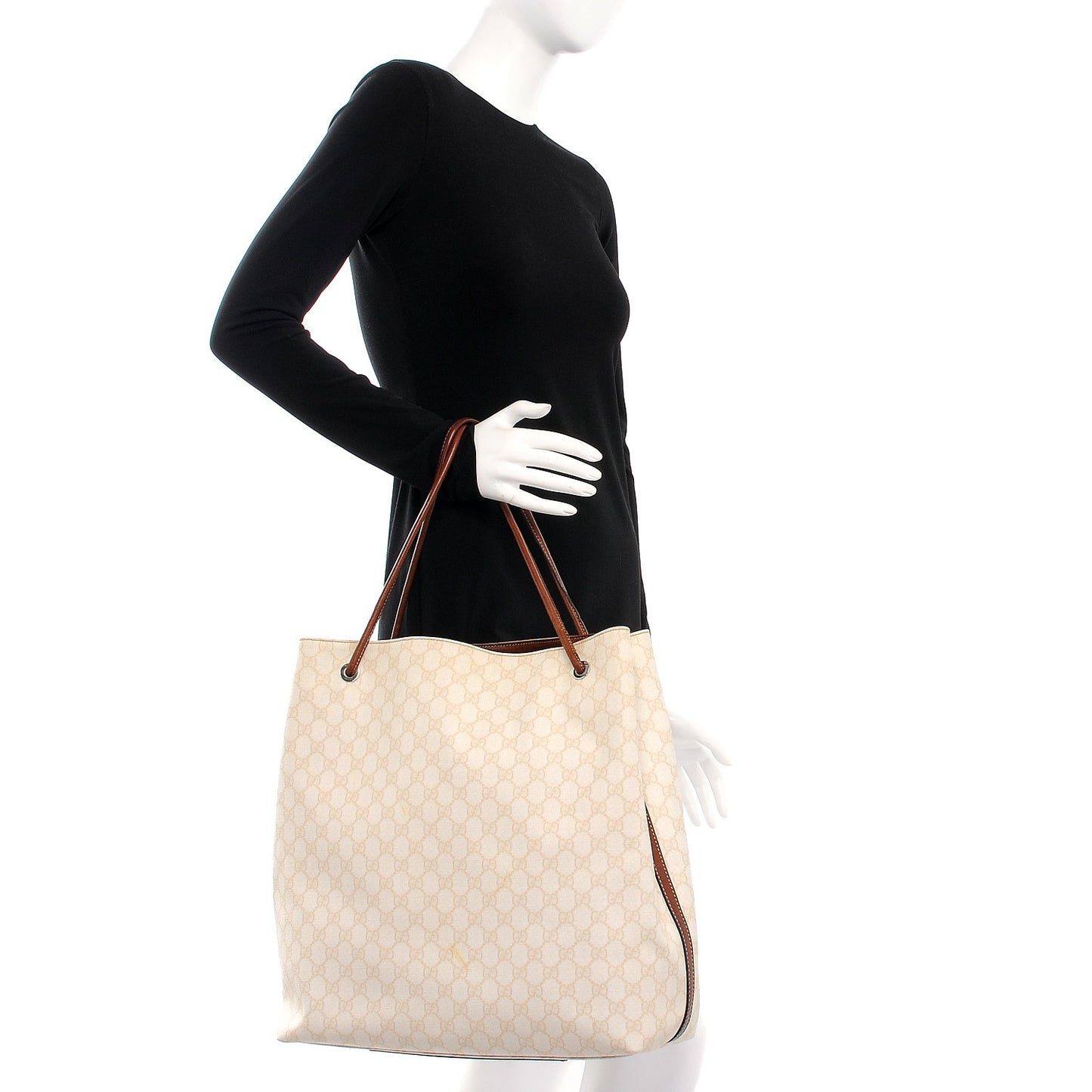 GG Supreme Monogram Large Nice Tote Brown