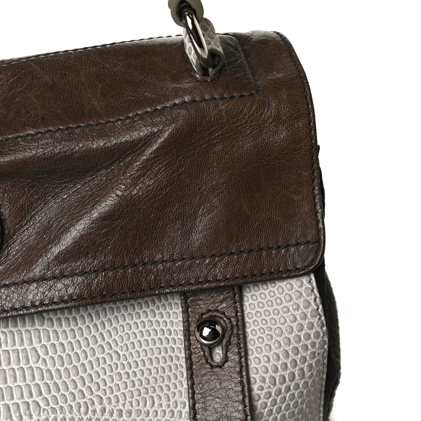 Calfskin Lizard Embossed Medium Muse Two Brown