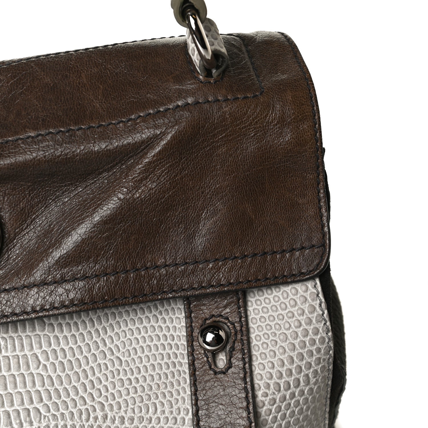 Saint Laurent Calfskin Lizard Embossed Medium Muse Two Brown 18 of 36