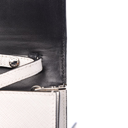 Prada Saffiano Lux Flap Wallet With Strap Talco 11 of 13