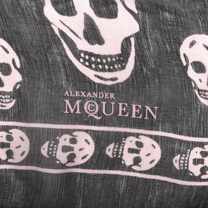 Alexander McQueen Silk Chiffon Skull Scarf Black Blush 3 of 4