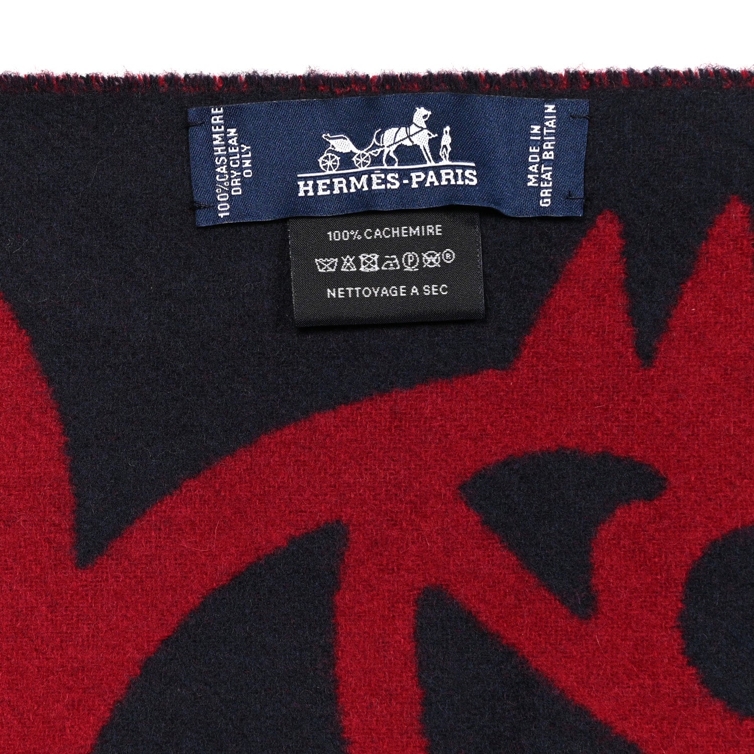 Hermes Cashmere Boucles et Camails Muffler Marine Bordeaux 4 of 4