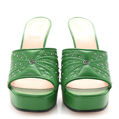 Gucci Calfskin Embellished Claire Mules 37.5 Spring Green 3 of 10