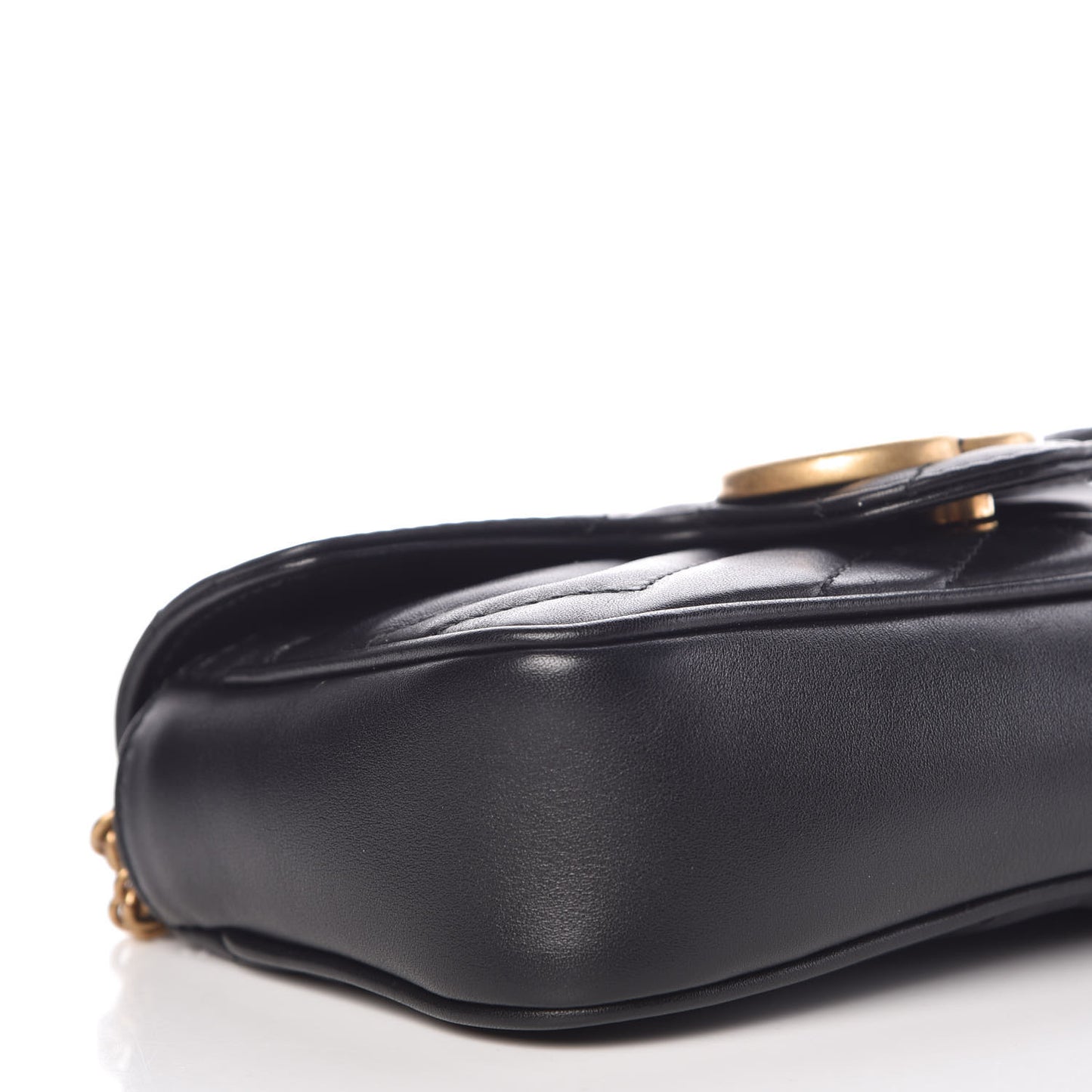 Calfskin Matelasse Super Mini GG Marmont Shoulder Bag Black