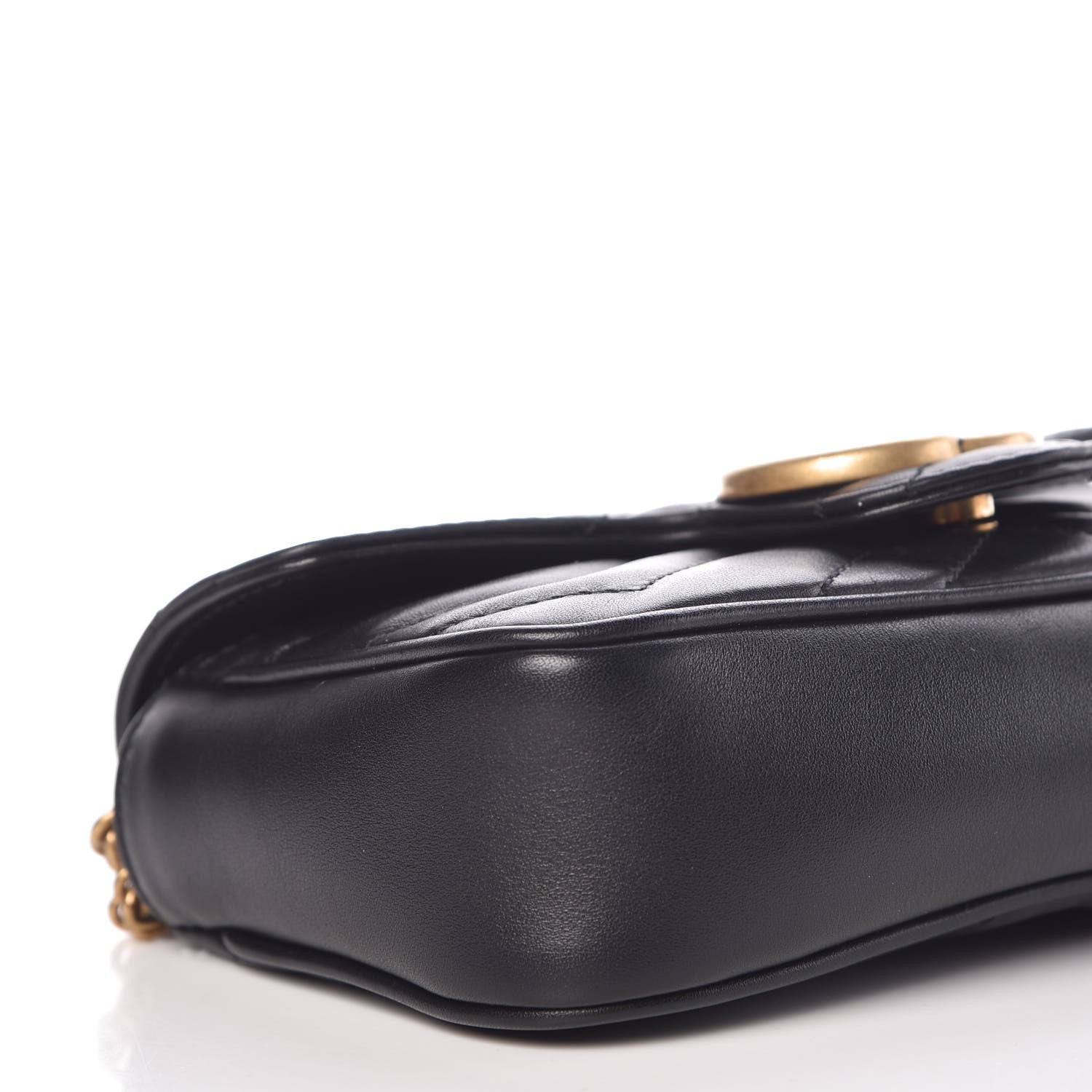 Gucci Calfskin Matelasse Super Mini GG Marmont Shoulder Bag Black 8 of 10