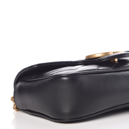 Gucci Calfskin Matelasse Super Mini GG Marmont Shoulder Bag Black 8 of 10
