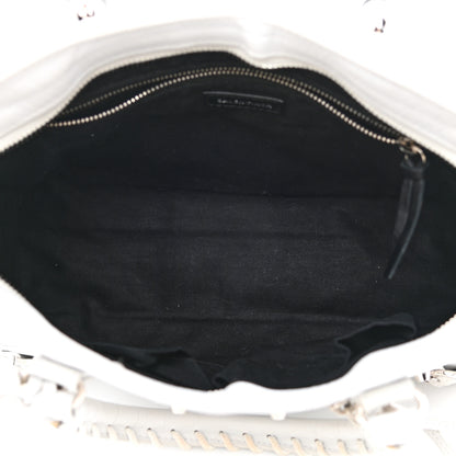 Balenciaga Matte Supple Lambskin Crocodile Embossed Classic Silver Hardware S City White 6 of 16