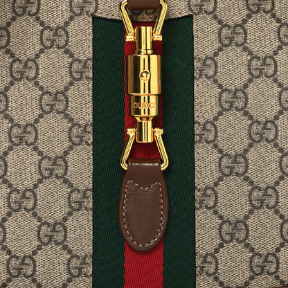 Gucci GG Supreme Monogram Azalea Calfskin Web Small Jackie 1961 Hobo Beige Ebony Brown Sugar 8 of 11