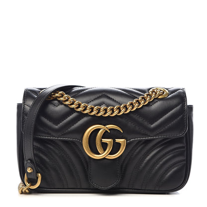 Gucci Calfskin Matelasse Mini GG Marmont Shoulder Bag Black 1 of 10