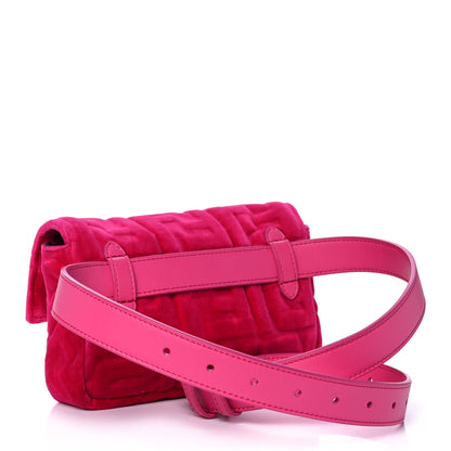 Fendi Velvet FF Embossed Hip Belt Baguette Bag Fuxia 2 of 11