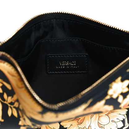 Versace Vitello Baroque Print Wristlet Pouch Black Gold 6 of 8