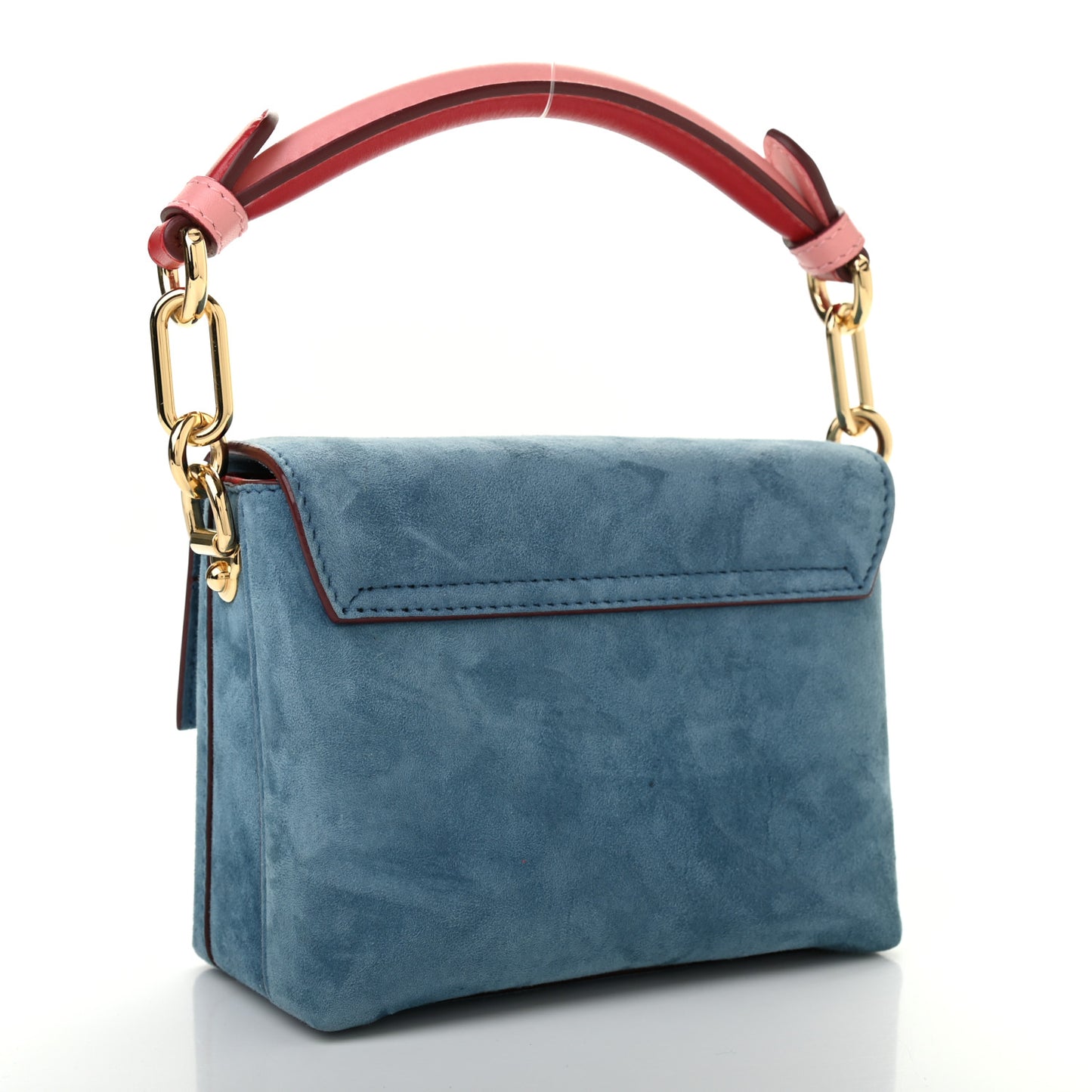 Suede Crystal Millennials Mini Top Handle Bag Blue Red