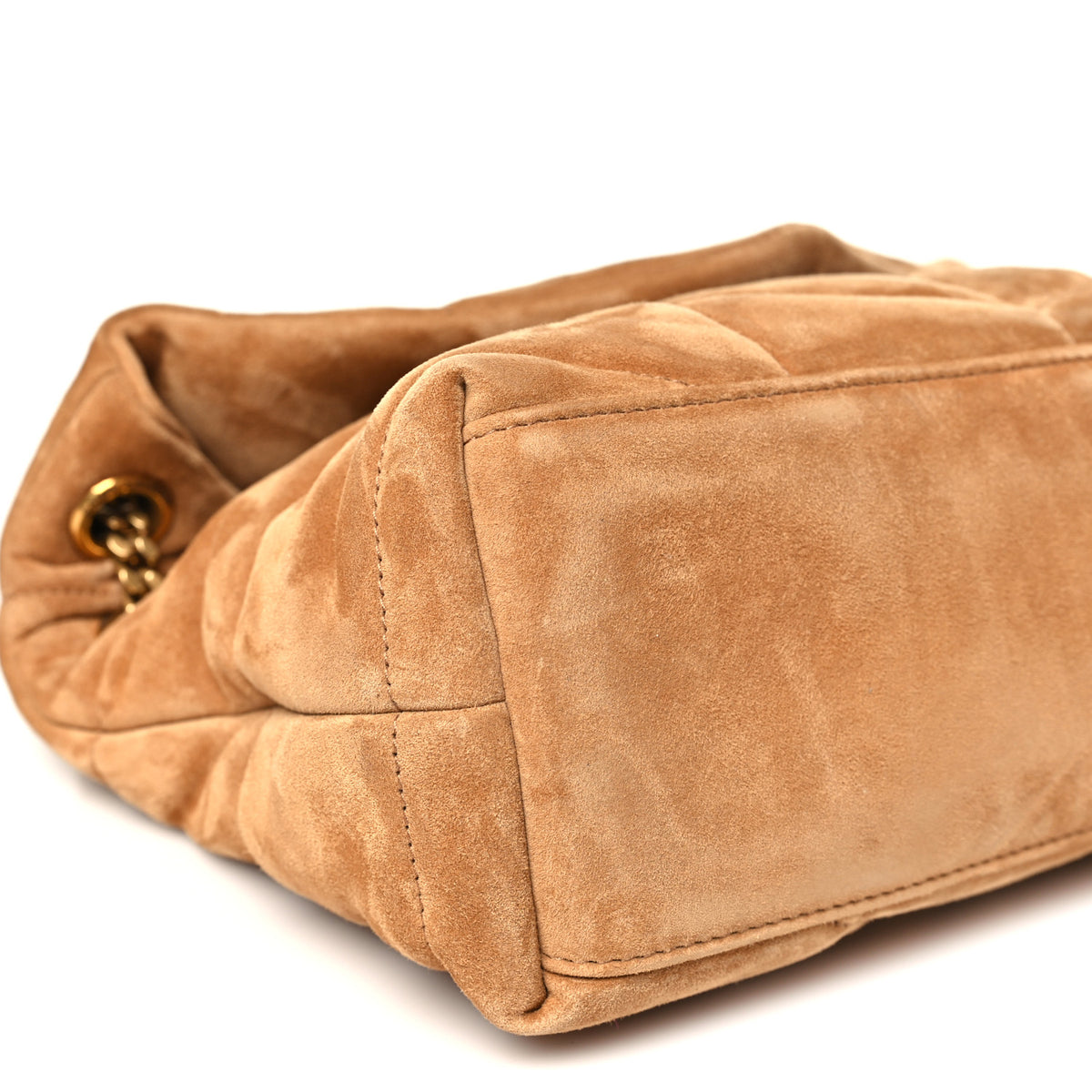 Saint Laurent Suede Calfskin Quilted Small Loulou Puffer Monogram Chain Satchel Cinnamon 9 of 11