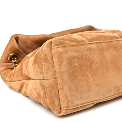 Saint Laurent Suede Calfskin Quilted Small Loulou Puffer Monogram Chain Satchel Cinnamon 9 of 11