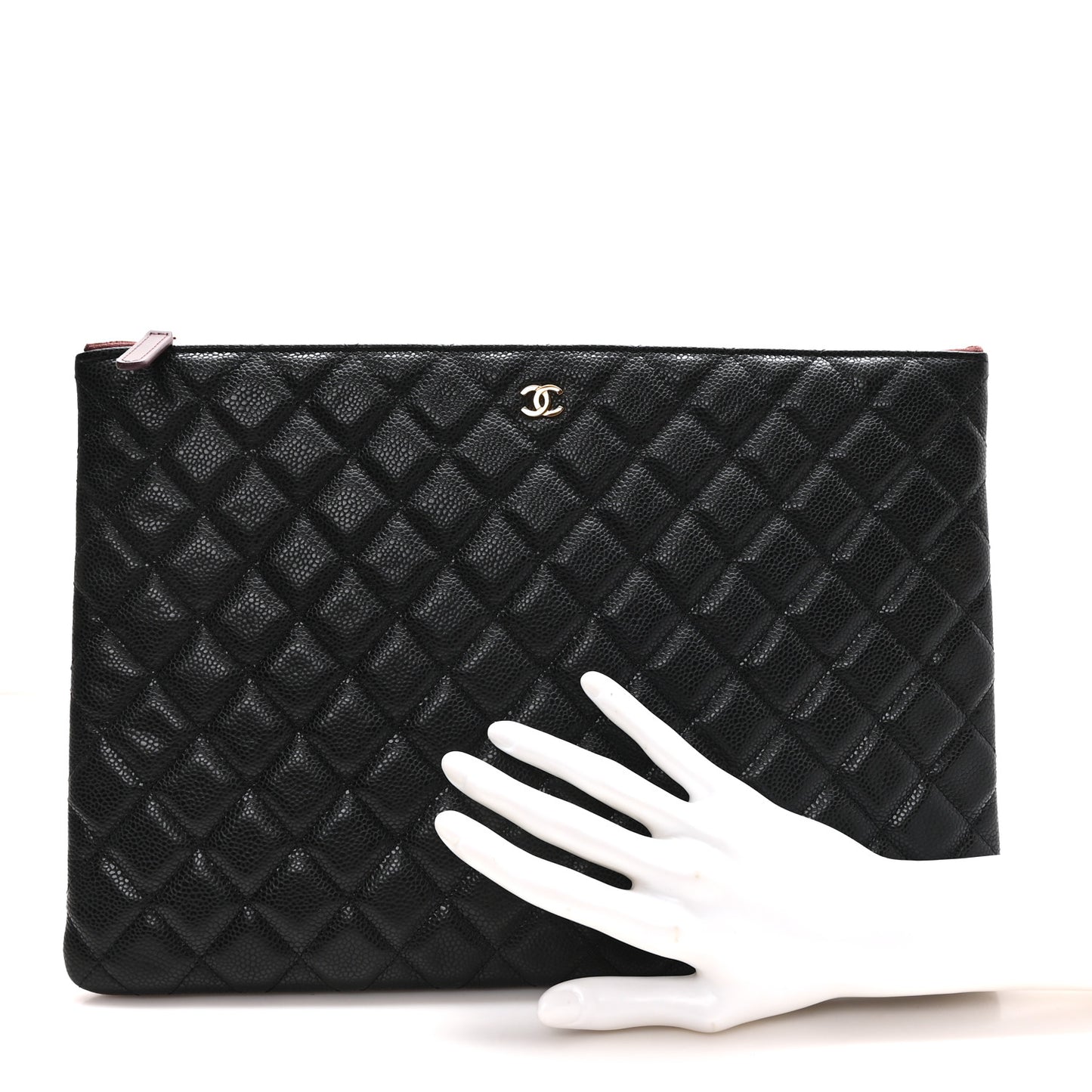 Caviar Quilted Large Cosmetic Case Black