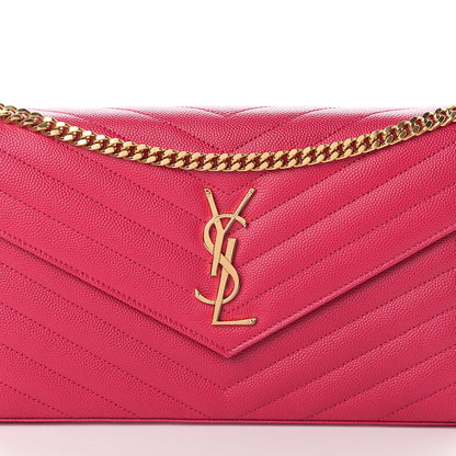 Saint Laurent Grain De Poudre Matelasse Chevron Monogram Chain Wallet Fresh Fuchsia 7 of 9