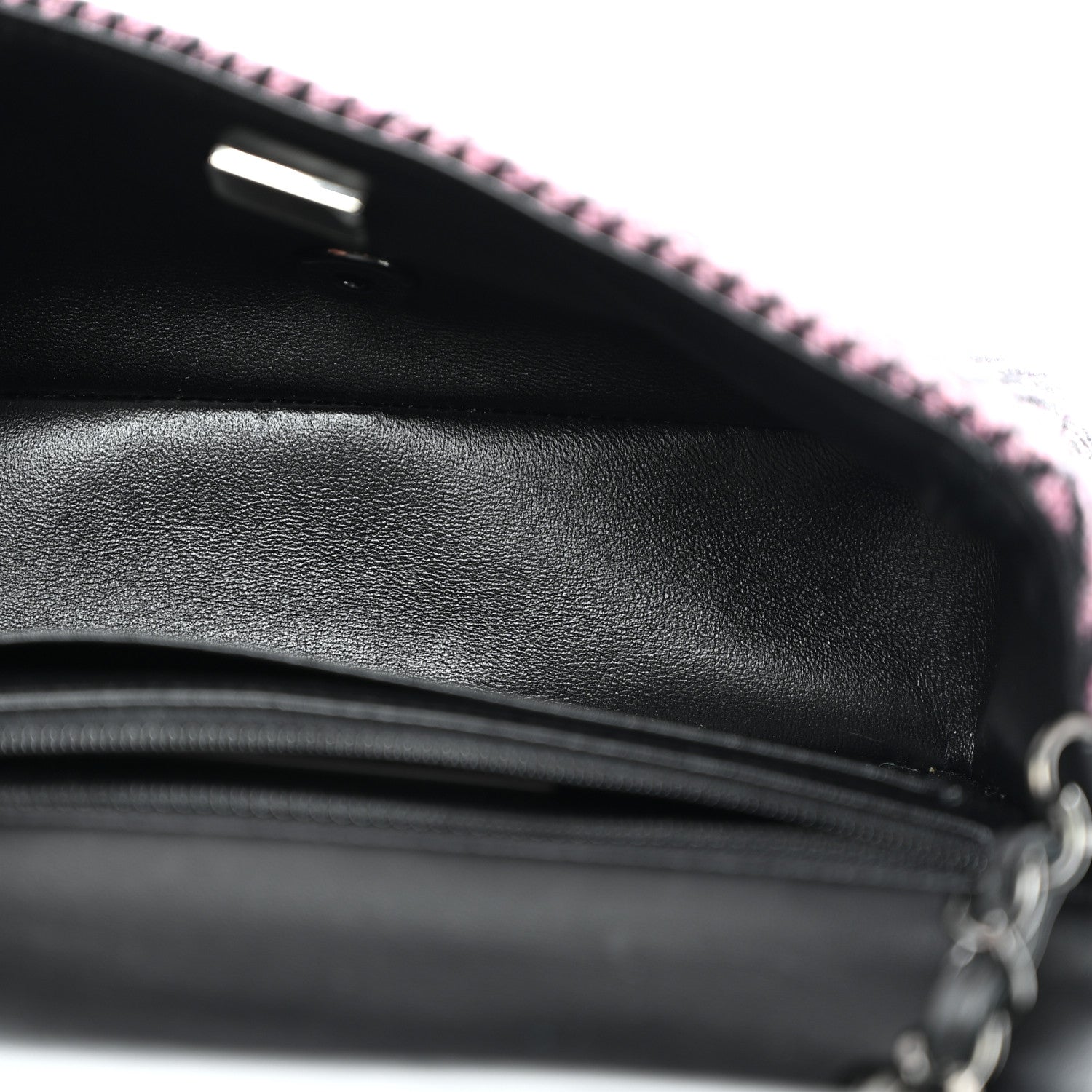 Chanel Wool Tweed Quilted Mini Rectangular Flap Pink Black 5 of 10