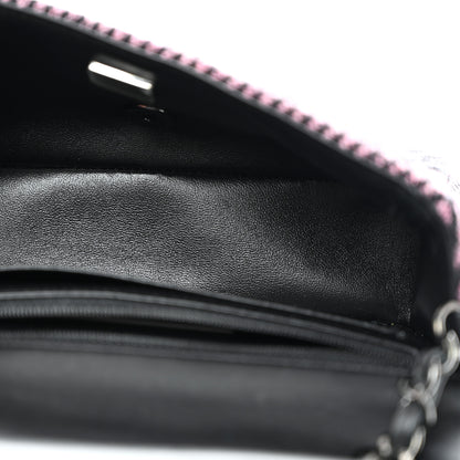 Chanel Wool Tweed Quilted Mini Rectangular Flap Pink Black 5 of 10