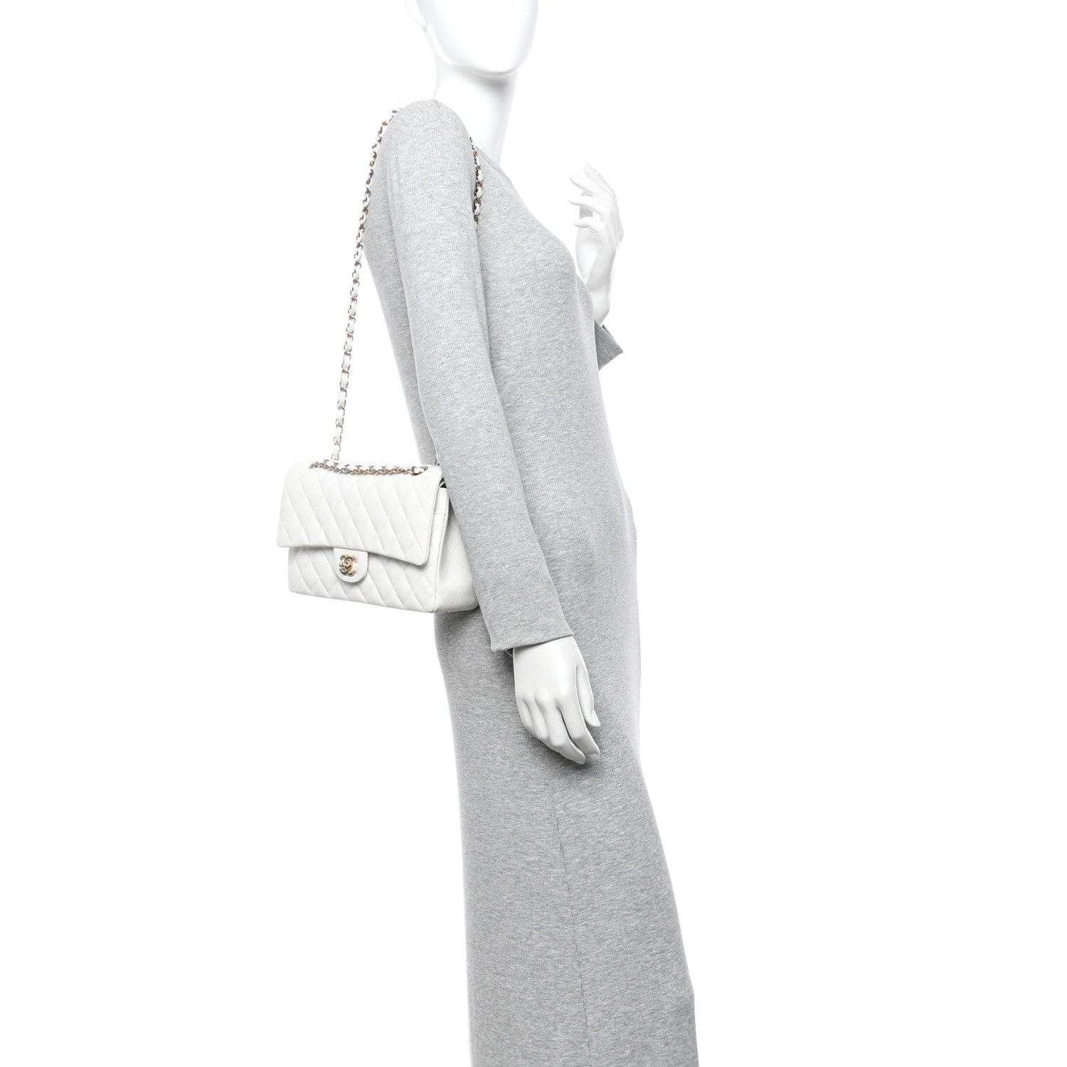 Chanel Caviar Quilted Medium Double Flap White 2 of 11