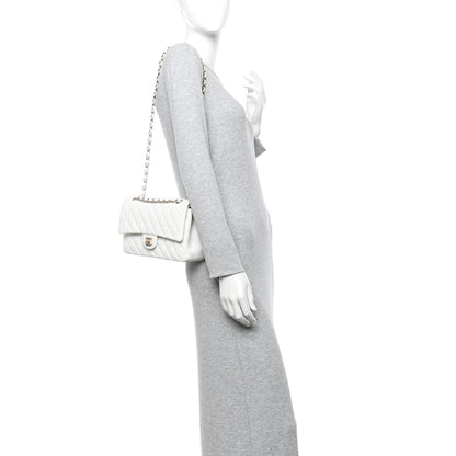 Chanel Caviar Quilted Medium Double Flap White 2 of 11