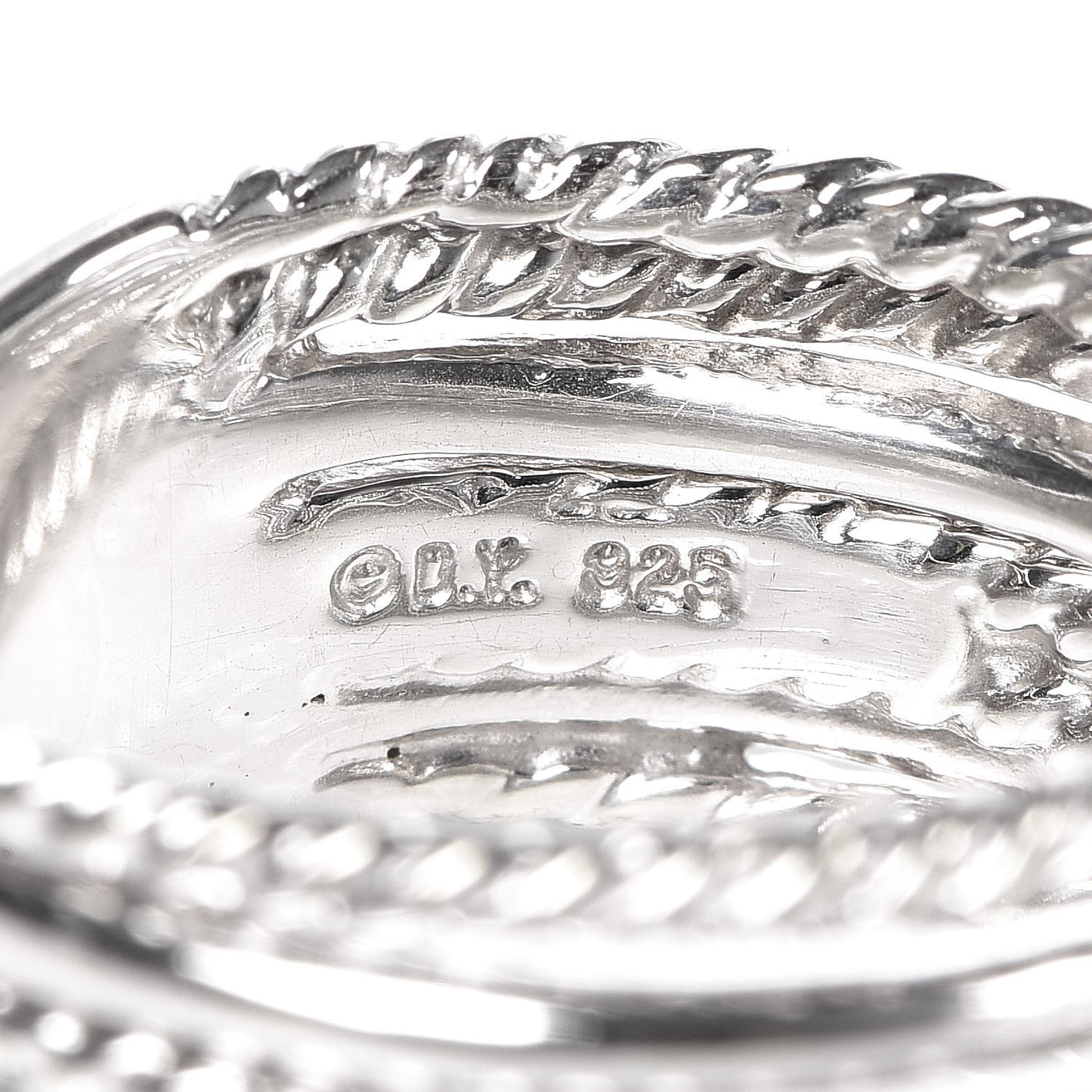 Sterling Silver Diamond 11mm Wide Crossover Cable Ring 52 6